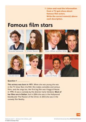 Famous Film Stars