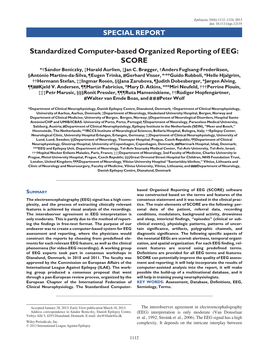 Standardized Computer‐Based Organized Reporting of EEG: SCORE