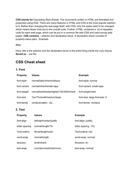 CSS Cheat Sheet