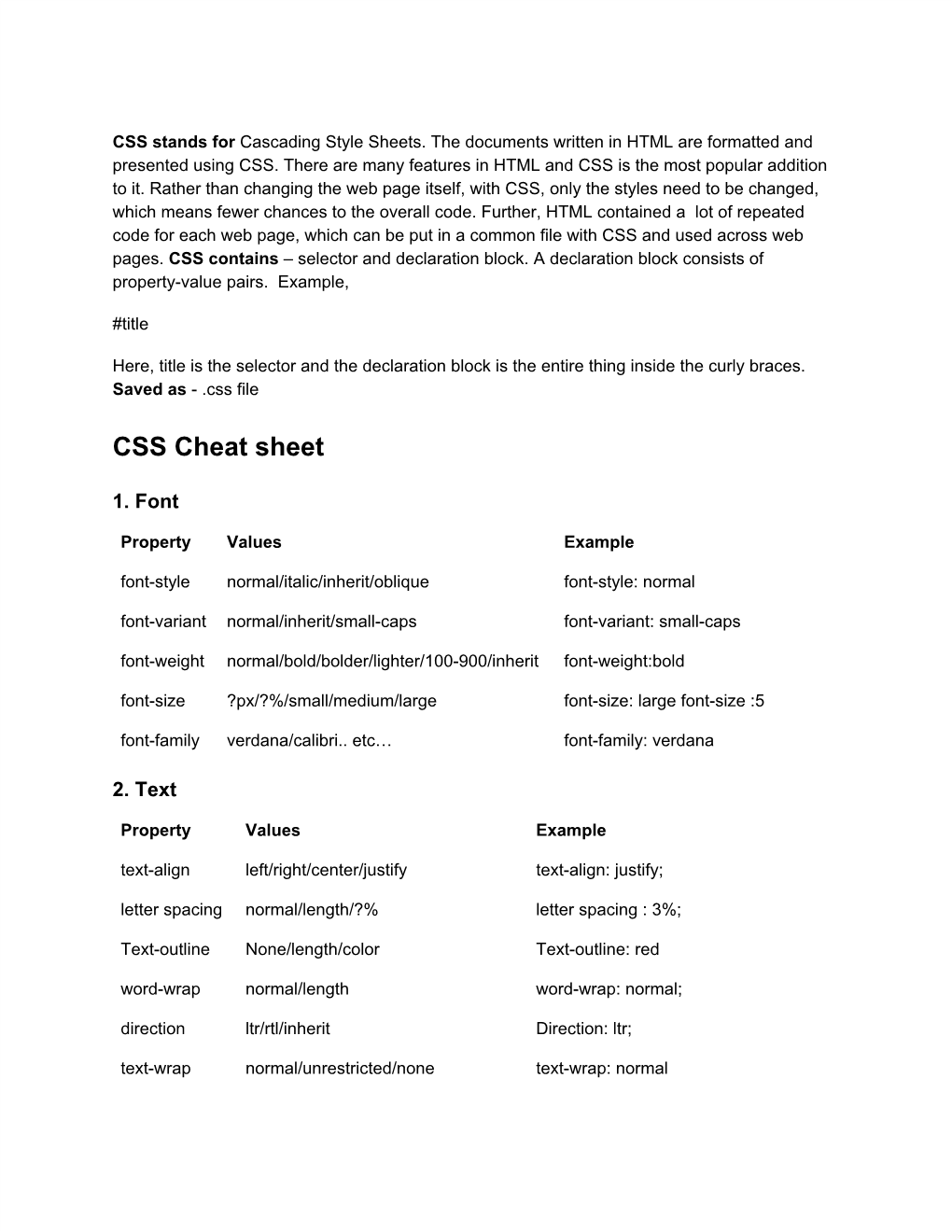 CSS Cheat Sheet - DocsLib