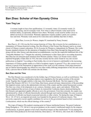 Ban Zhao: Scholar of Han Dynasty China