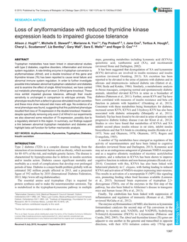 Loss of Arylformamidase with Reduced Thymidine Kinase Expression Leads to Impaired Glucose Tolerance Alison J