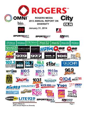 ROGERS MEDIA 2013 ANNUAL REPORT on DIVERSITY January 31, 2014