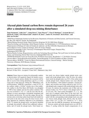 Abyssal Plain Faunal Carbon Flows Remain Depressed 26 Years After A