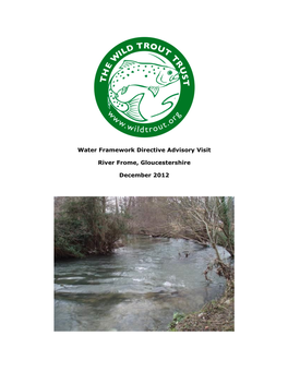 Water Framework Directive Advisory Visit River Frome, Gloucestershire