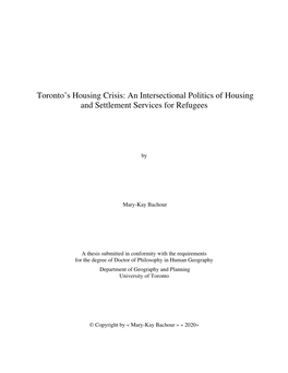 An Intersectional Politics of Housing and Settlement Services for Refugees