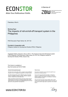 The Impacts of Roll-On/Roll-Off Transport System in the Philippines