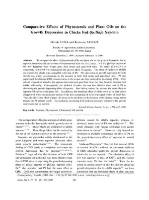 Comparative Effects of Phytosterols and Plant Oils on the Growth Depression in Chicks Fed Quillaja Saponin