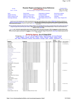 Russian Region and Agency Cross Reference