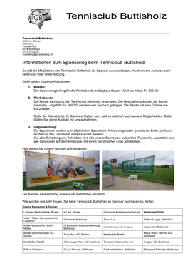 Informationen Zum Sponsoring Beim Tennisclub Buttisholz