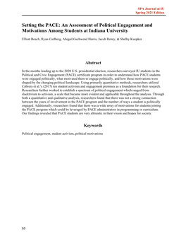 An Assessment of Political Engagement and Motivations Among Students at Indiana University