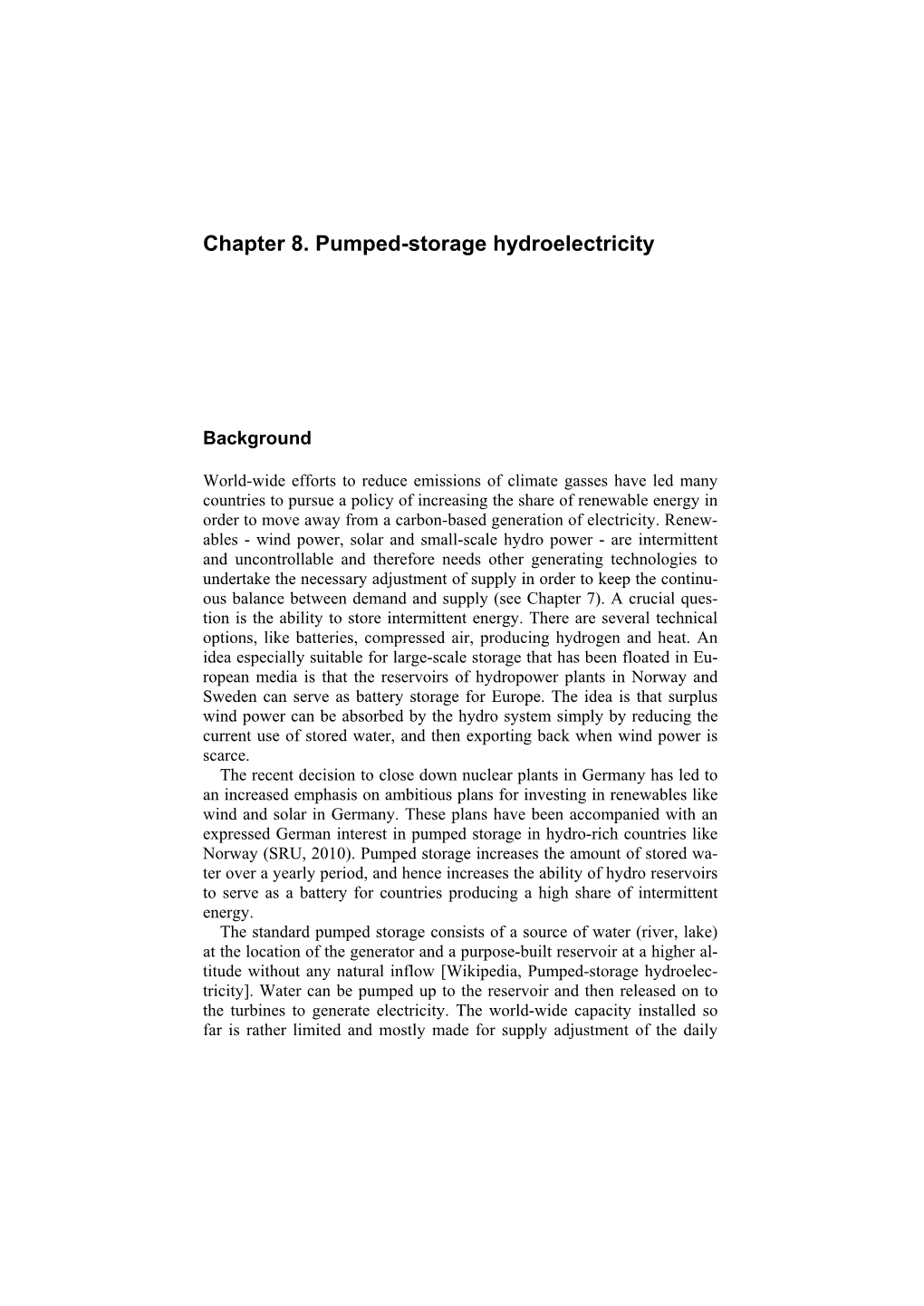 Chapter 8. Pumped-Storage Hydroelectricity