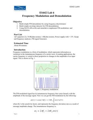 ES442 Lab 6 Frequency Modulation and Demodulation