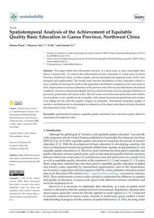 Spatiotemporal Analysis of the Achievement of Equitable Quality Basic Education in Gansu Province, Northwest China