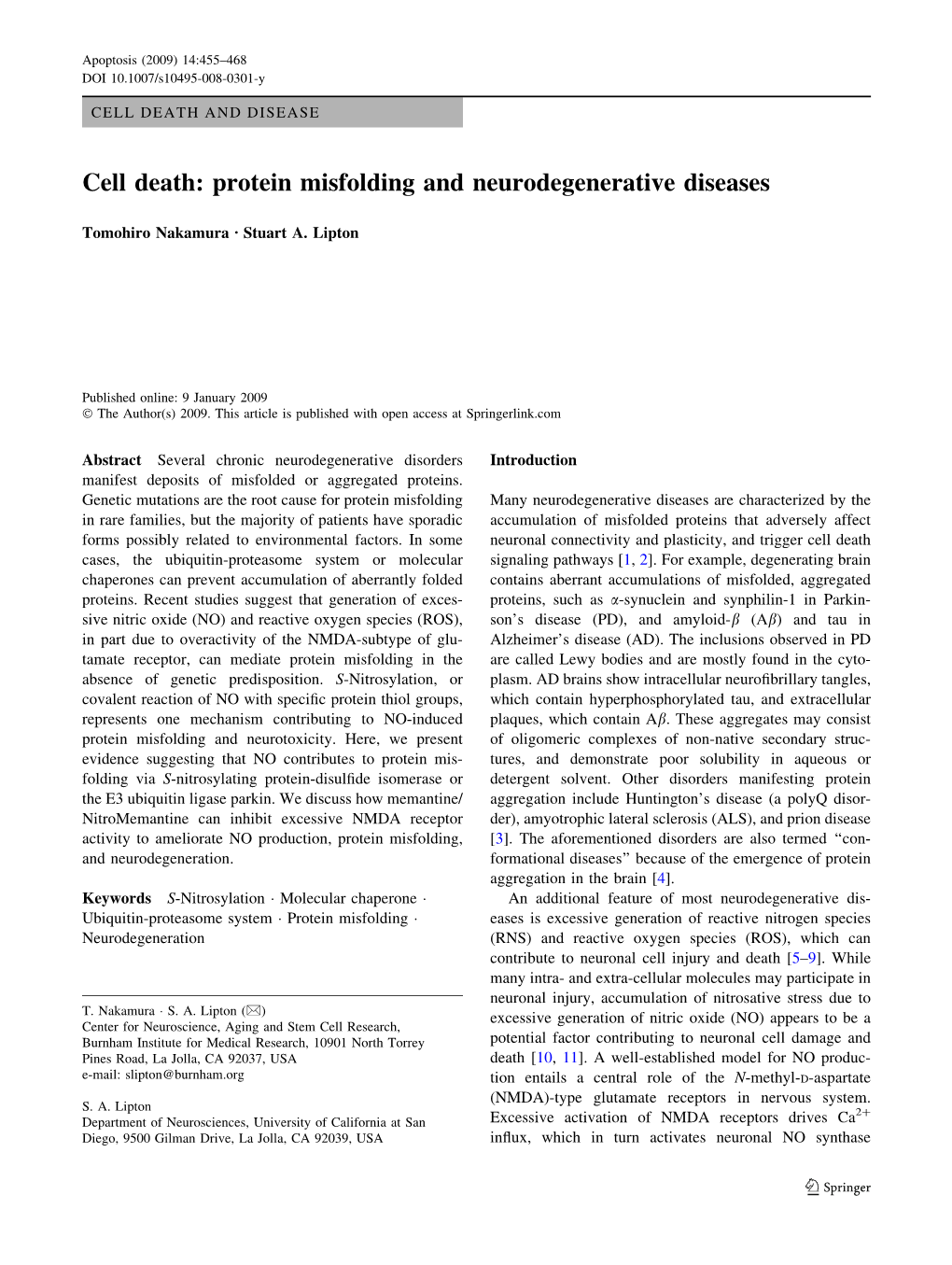 Protein Misfolding and Neurodegenerative Diseases