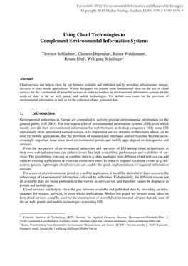 Using Cloud Technologies to Complement Environmental Information Systems