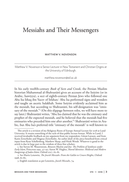 Messiahs and Their Messengers