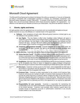 Microsoft Cloud Agreement