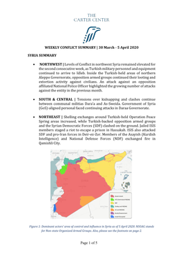WEEKLY CONFLICT SUMMARY | 30 March - 5 April 2020
