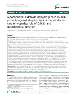 Mitochondrial Aldehyde Dehydrogenase (ALDH2) Protects