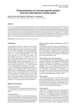 Characterization of a Female-Specific Protein from the Wild Silkworm Actias Selene