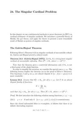 24. the Singular Cardinal Problem