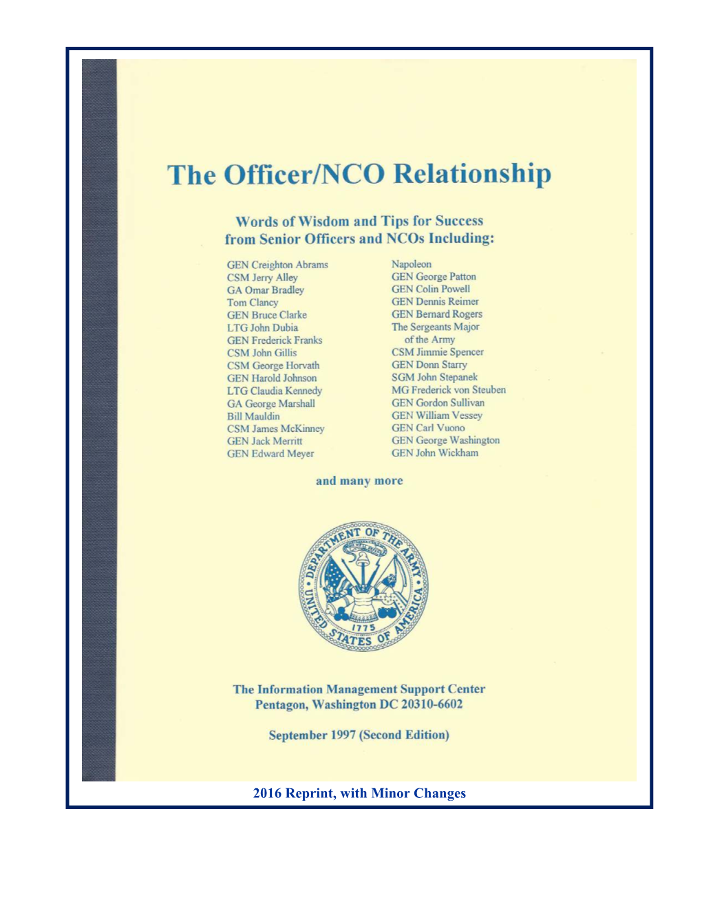 The Officer/NCO Relationship: Words of Wisdom and Tips for Success (1997)