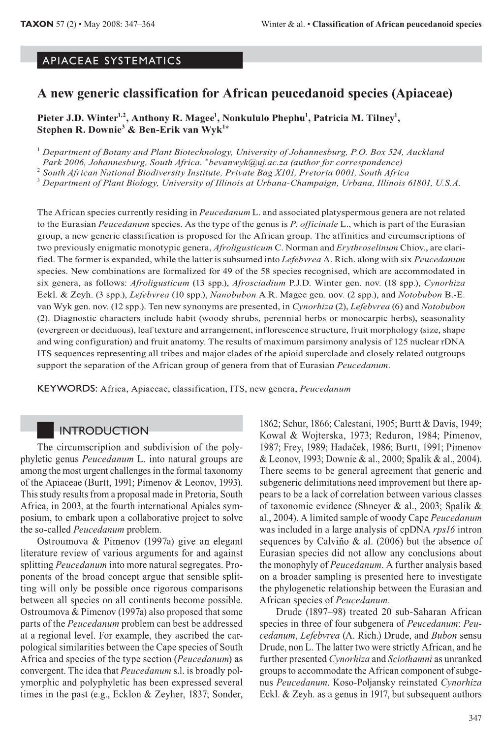 Apiaceae Systematics