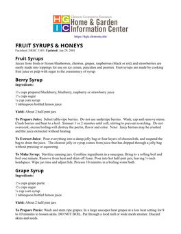 Fruit Syrups & Honeys