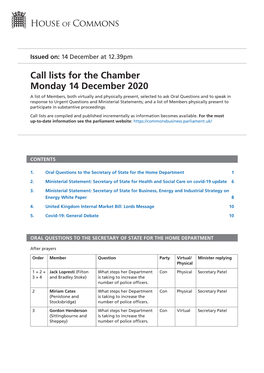 View Call Lists: Chamber PDF File 0.07 MB