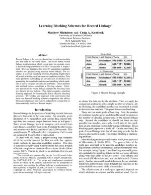 Learning Blocking Schemes for Record Linkage∗