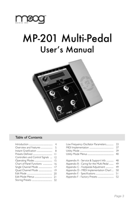 MP-201 Multi-Pedal Userʼs Manual