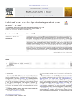 Evolution of 'Smoke' Induced Seed Germination in Pyroendemic Plants