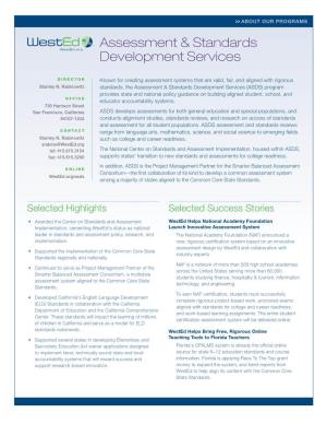 Assessment & Standards Development Services