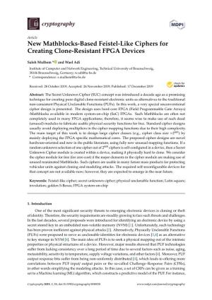 New Mathblocks-Based Feistel-Like Ciphers for Creating Clone-Resistant FPGA Devices
