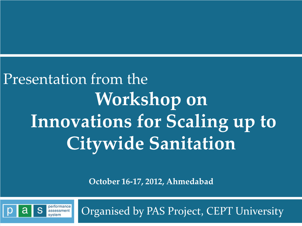 Structuring City Sanitation Plans- Experiences from Puri-Konark and Varanasi