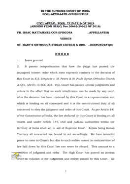 1 in the SUPREME COURT of INDIA CIVIL APPELLATE JURISDICTION CIVIL APPEAL NO(S). 7115-7116 of 2019 (ARISING from SLP(C) Nos.206