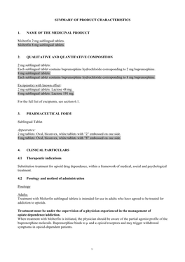 Summary of Product Characteristics 1. Name Of