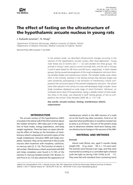 The Effect of Fasting on the Ultrastructure of the Hypothalamic Arcuate Nucleus in Young Rats