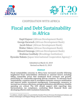 Fiscal and Debt Sustainability in Africa