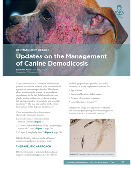 Updates on the Management of Canine Demodicosis