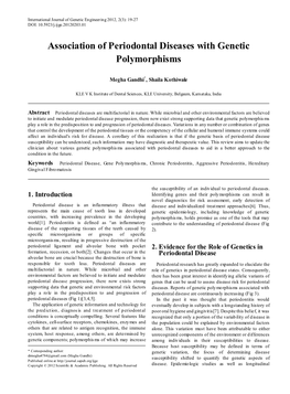 Association of Periodontal Diseases with Genetic Polymorphisms