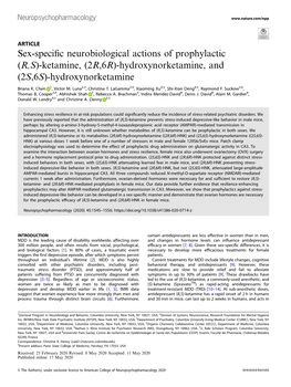 (R,S)-Ketamine, (2R,6R)-Hydroxynorketamine, and (2S,6S)-Hydroxynorketamine