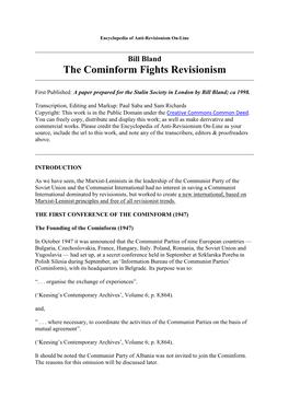 The Cominform Fights Revisionism