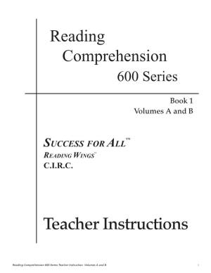 Reading Comprehension Teacher Instructions