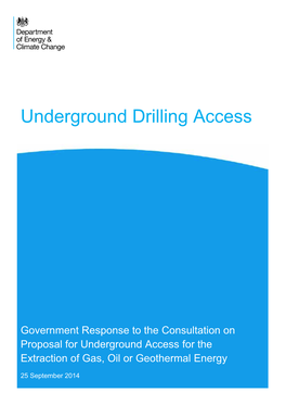 DECC Consultation on Underground Drilling Access