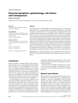 Placental Abruption: Epidemiology, Risk Factors and Consequences