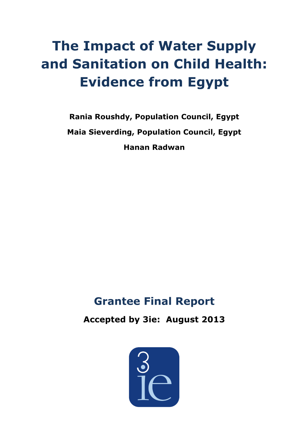 The Impact of Water Supply and Sanitation on Child Health: Evidence from Egypt