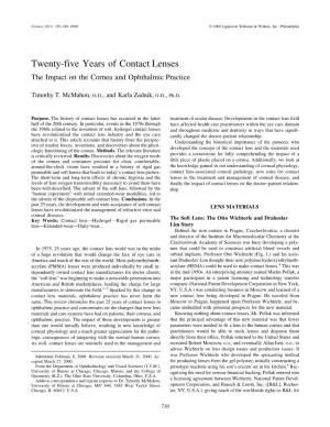 Twenty-Five Years of Contact Lenses the Impact on the Cornea and Ophthalmic Practice