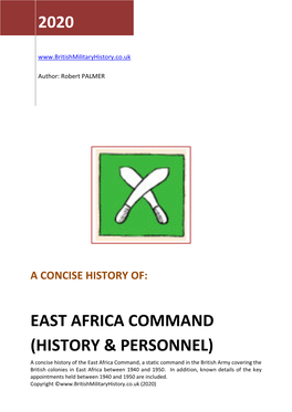 East Africa Command History & Personnel